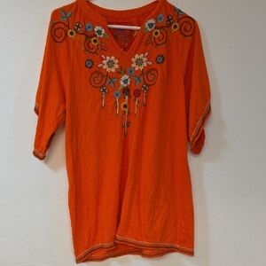 Johnny Was Embroidered Orange Women's Top